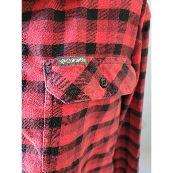 Columbia Red Plaid Long Sleeve Button Down Collared Regular Fit Size M Outdoor - Picture 3 of 10